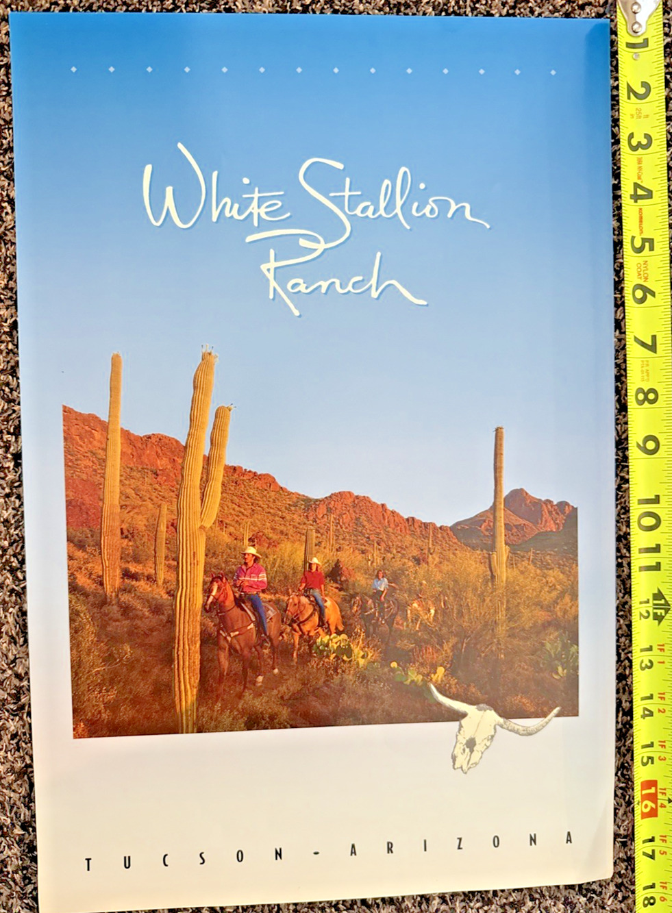 White Stallion Ranch Tucson Arizona Poster Dude Ranch Cactus Horses AZ 18" x 12"